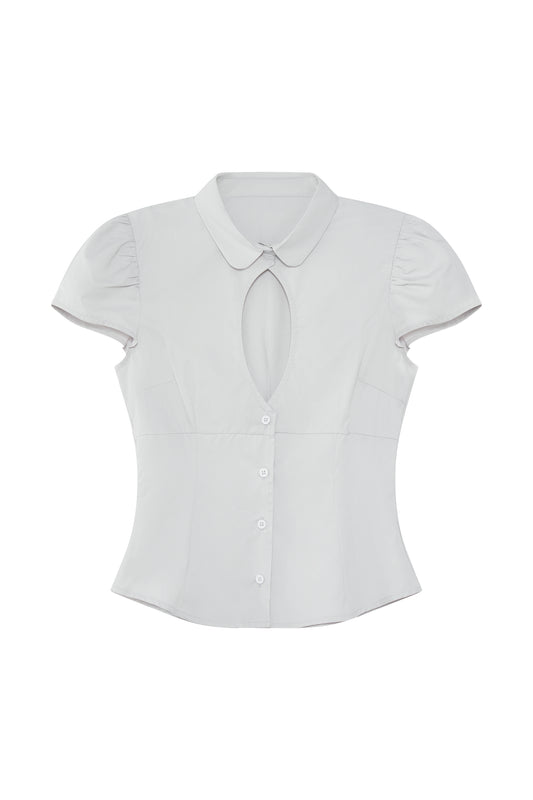 Cut-out Puff Sleeve Shirt