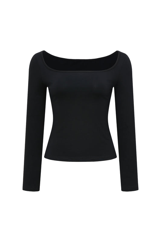 Black Reversible Long-sleeve Top
