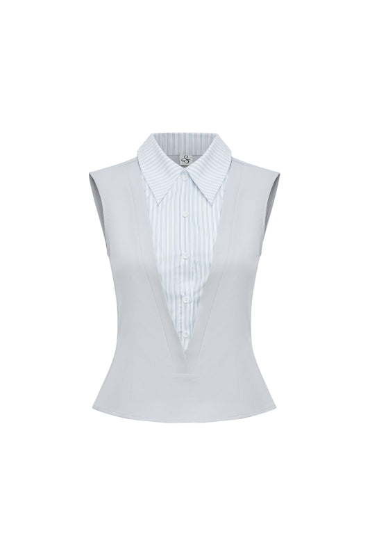 Grey Striped Layered Vest
