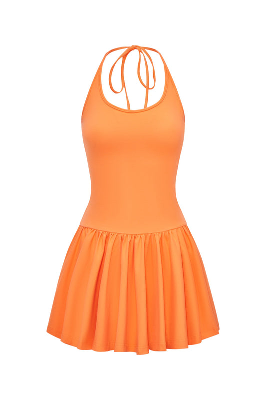 Orange Halter Tennis Dress