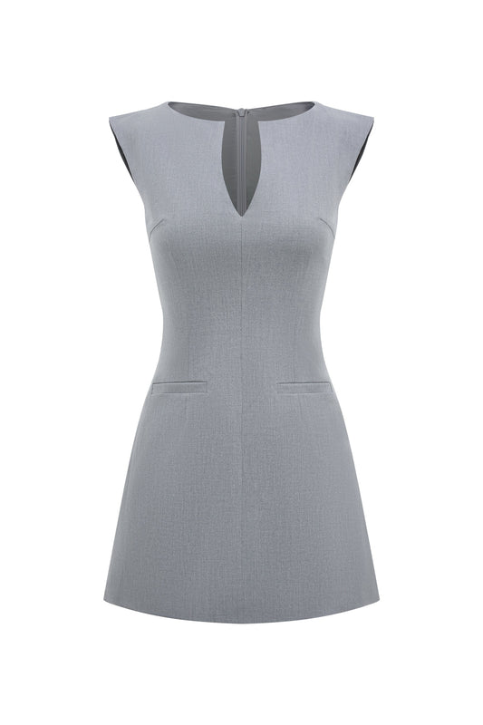 Grey Slim-Fit Tailored Dress