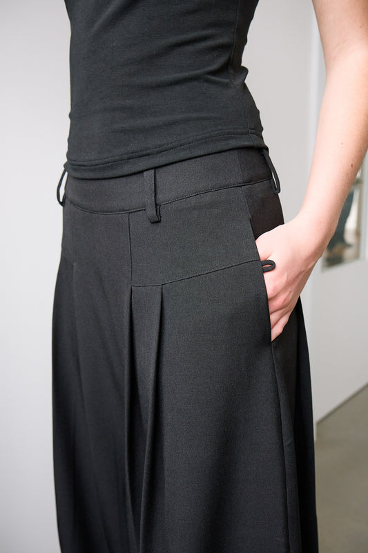 Dandy Black Pleated Wide-Leg Tailored Trousers