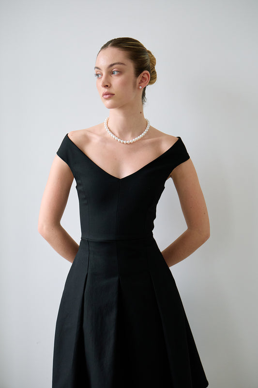 Black Geometric-Cut Evening Dress