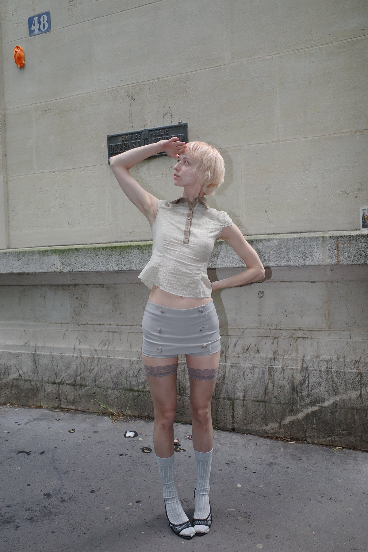 Grey Double-Breasted Shorts