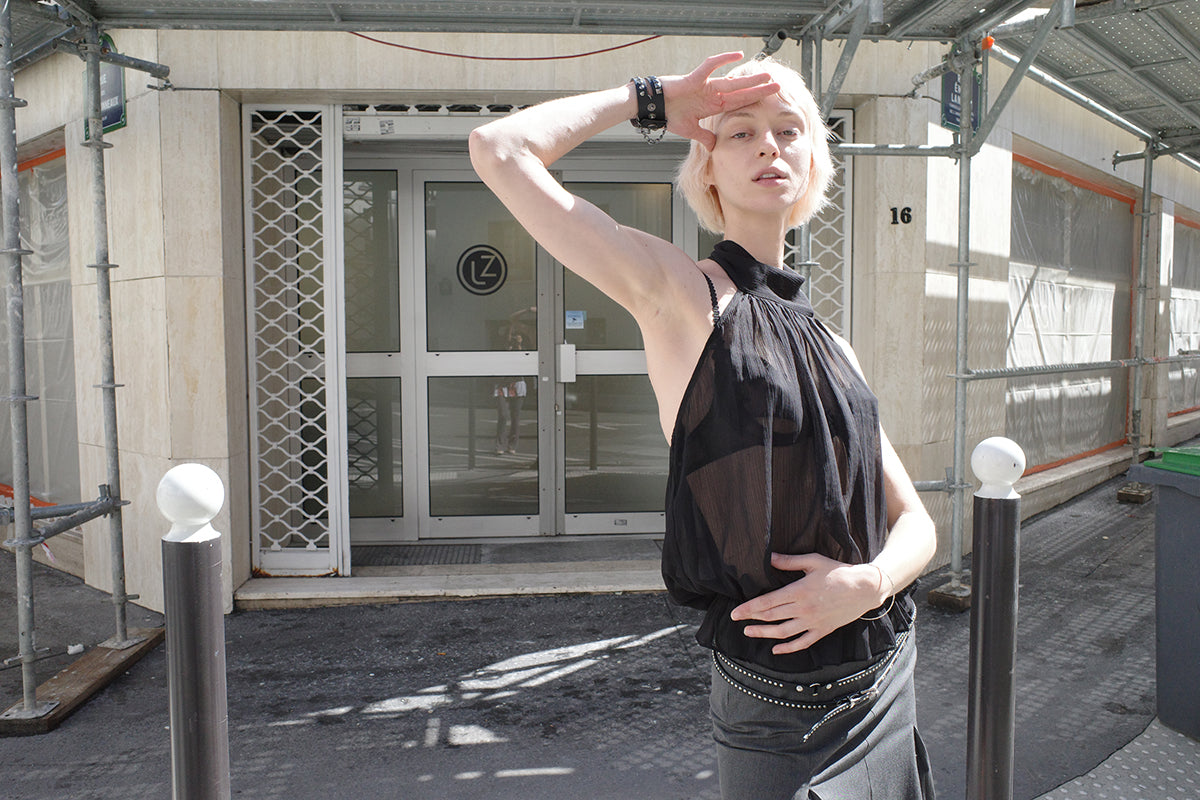 Black Sheer Halter Top