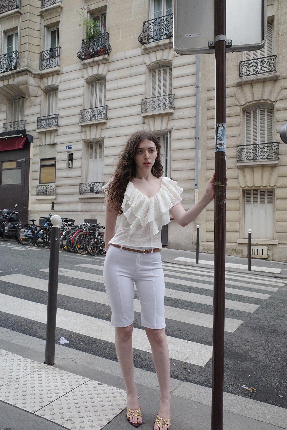 Sculpted Ruffle-Neck Top