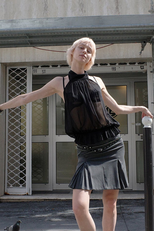 Black Sheer Halter Top