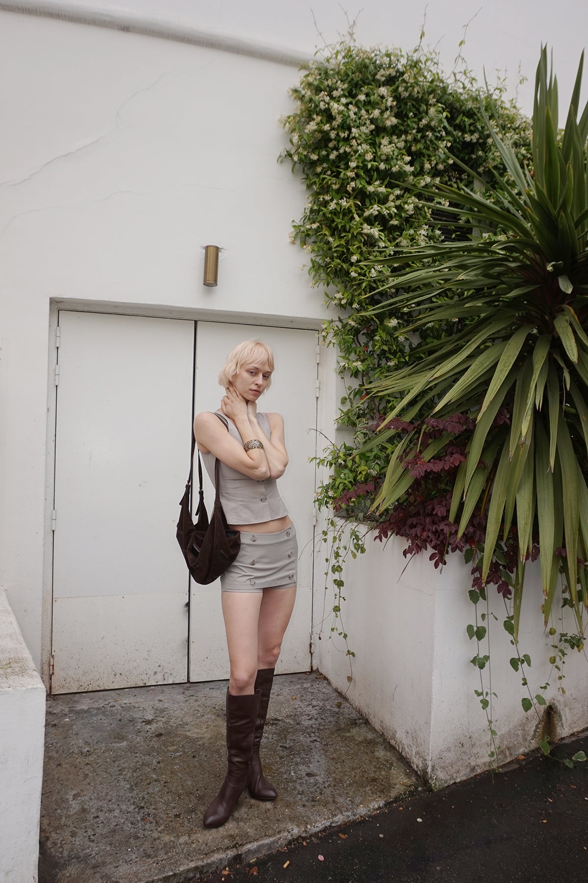 Grey Double-Breasted Shorts