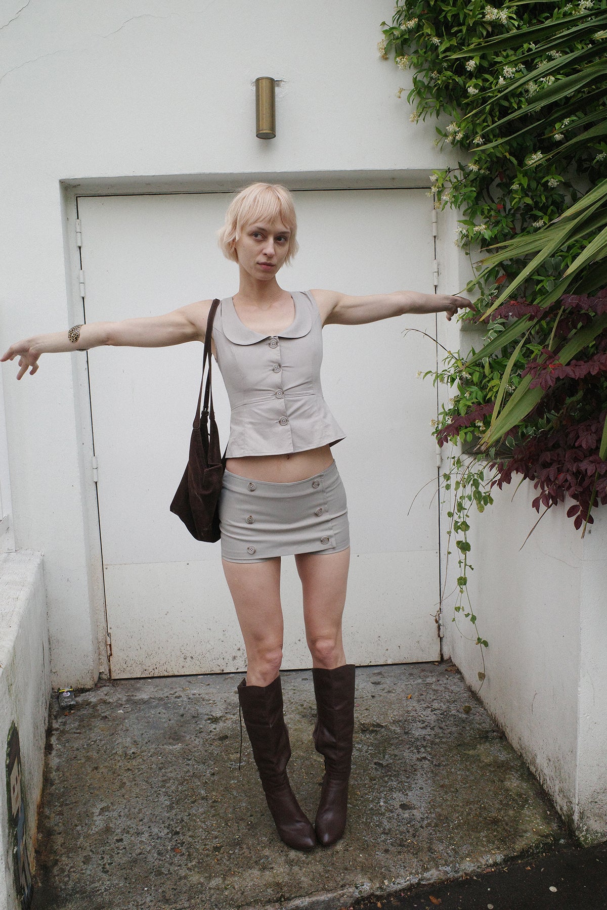 Grey Double-Breasted Shorts