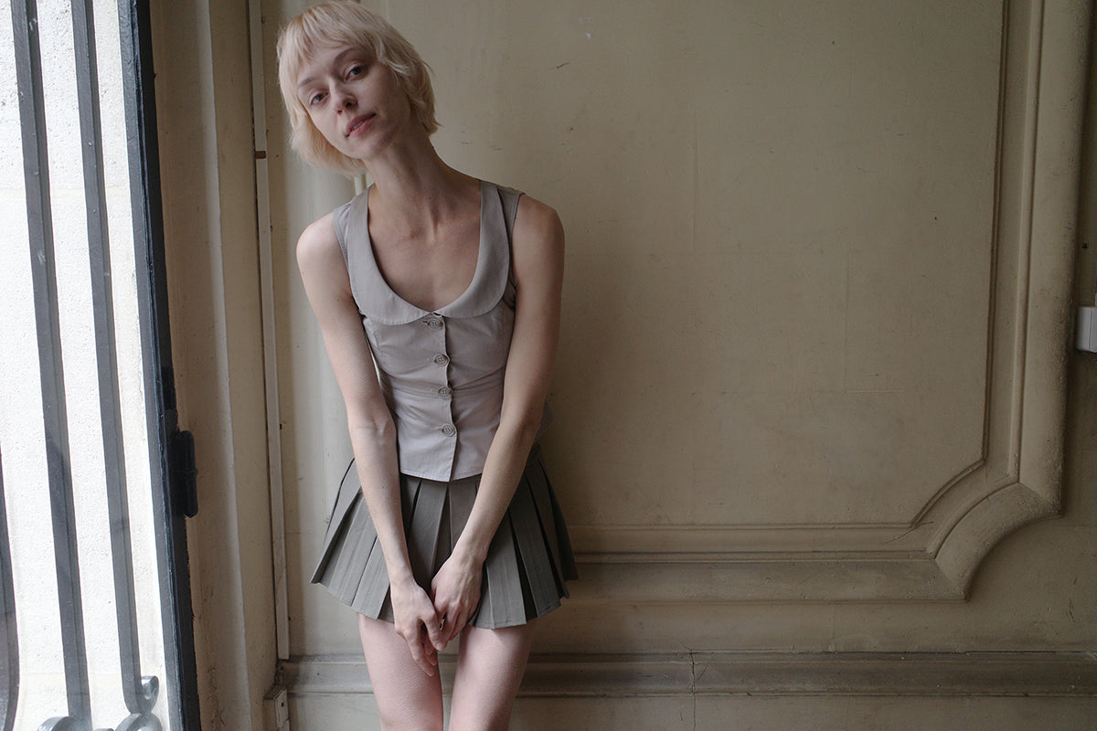 Olive Green Pleated Skirt