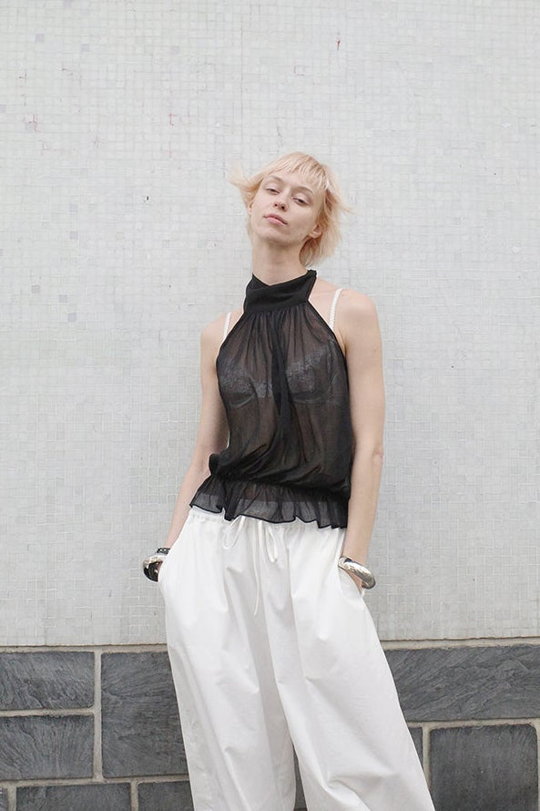 Black Sheer Halter Top