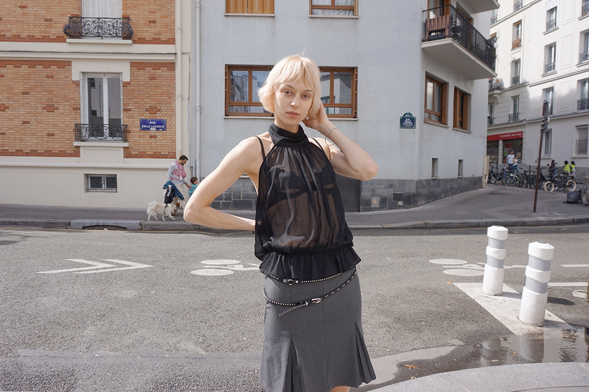 Black Sheer Halter Top