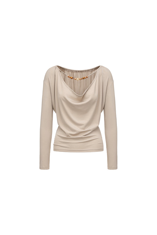 Cowl-Neck Beaded Top
