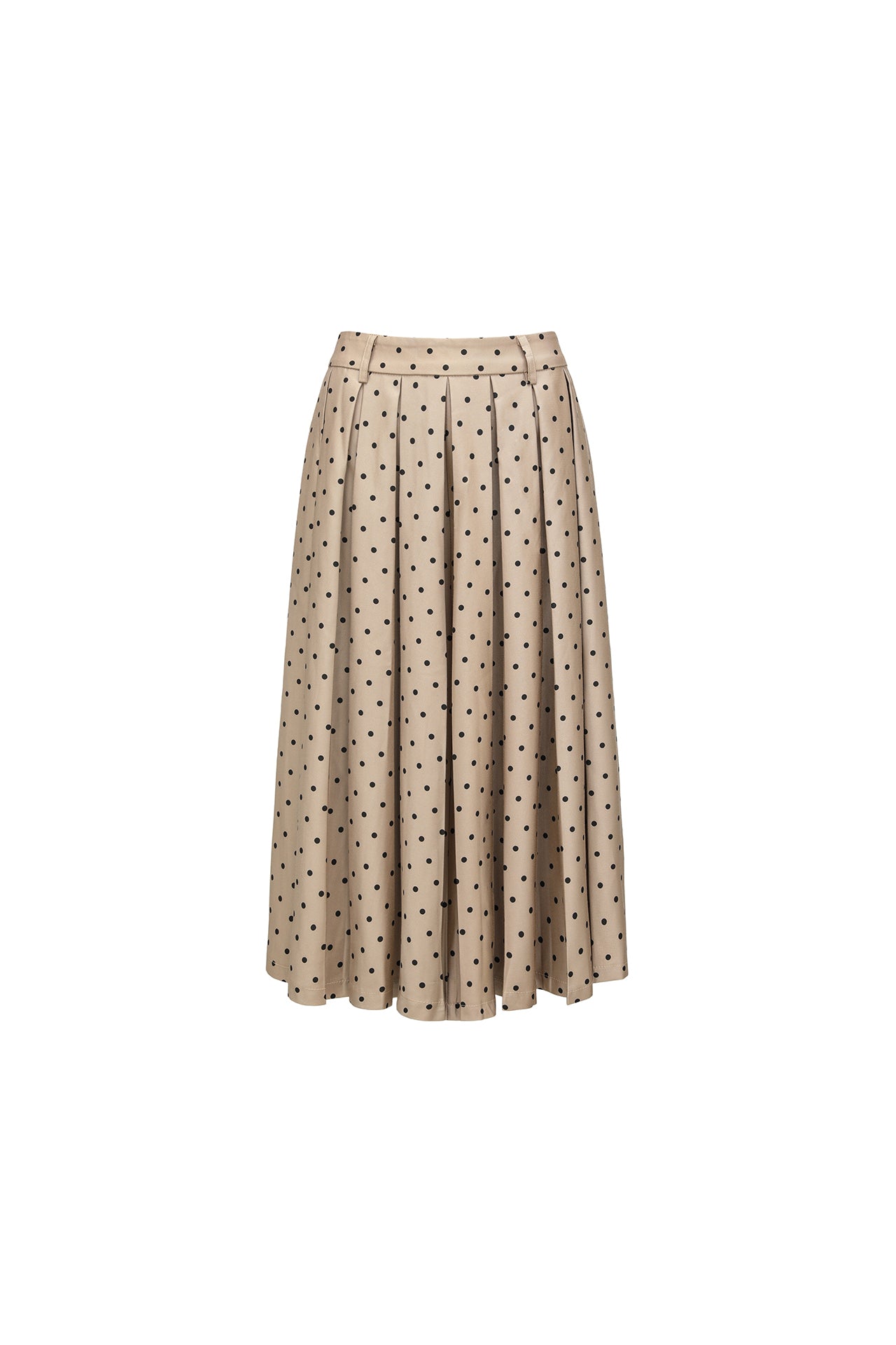 Long Polka Dot Pleated Skirt