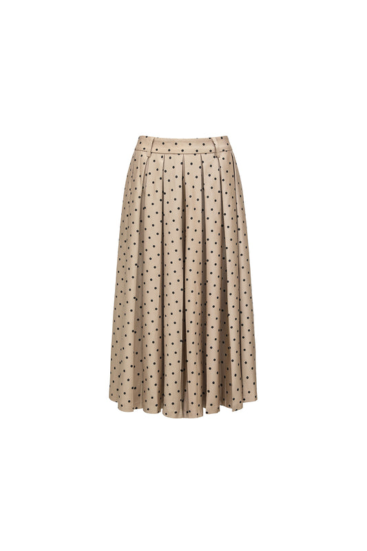 Long Polka Dot Pleated Skirt