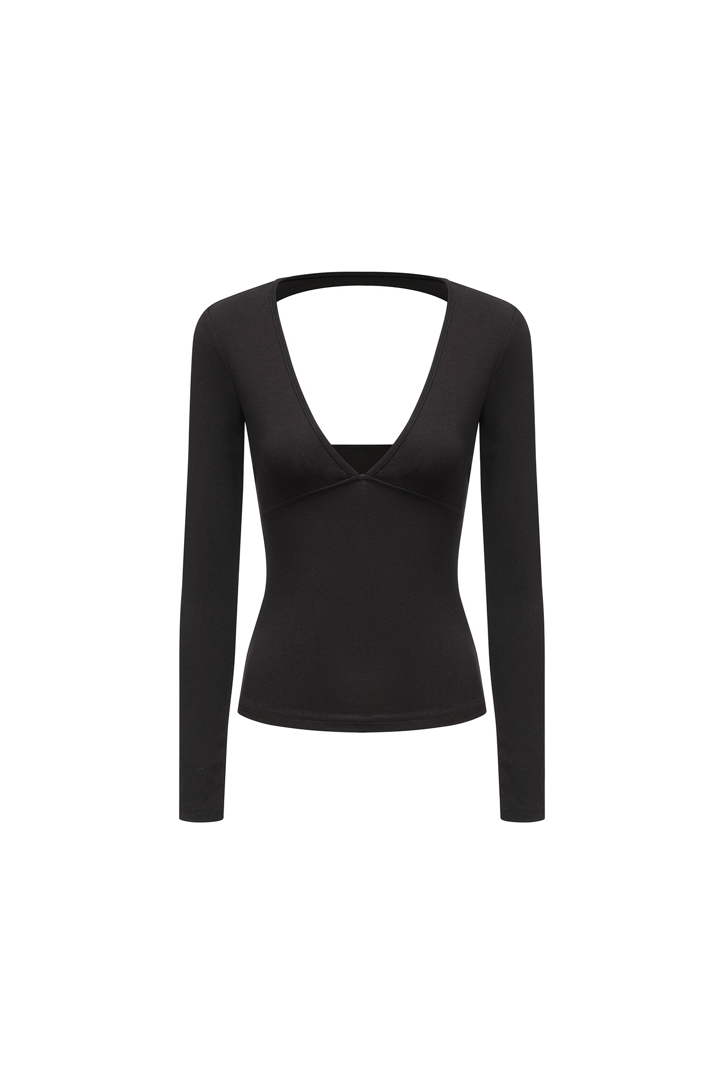 Black V-Neck Backless Knit Top