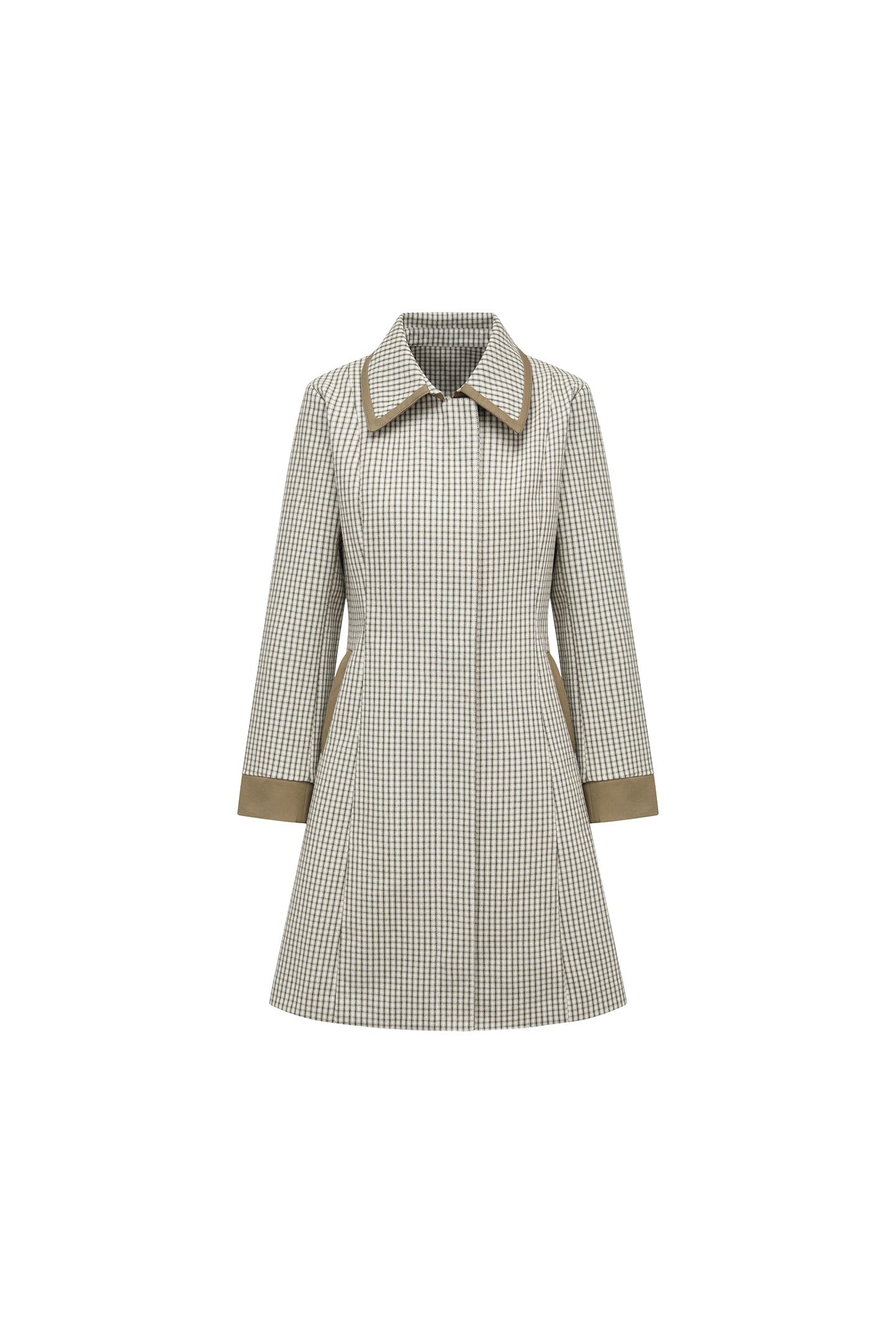 Green Check Mid-Long Fitted Coat