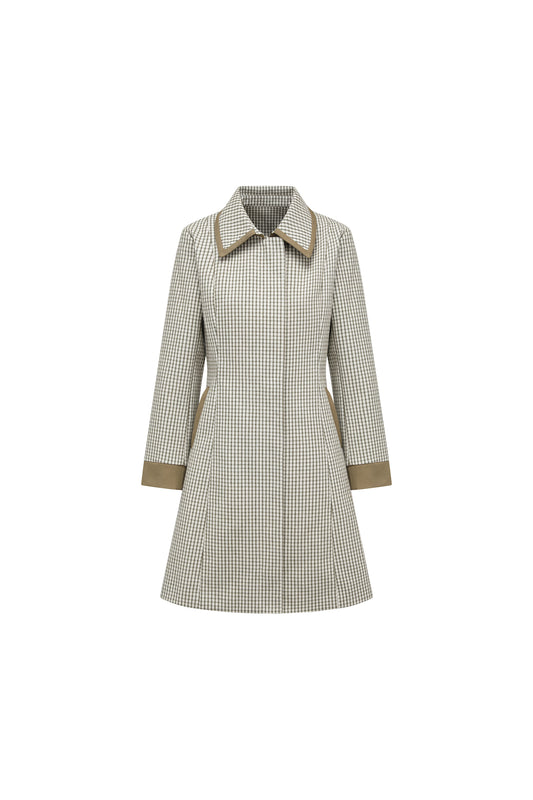 Green Check Mid-Long Fitted Coat