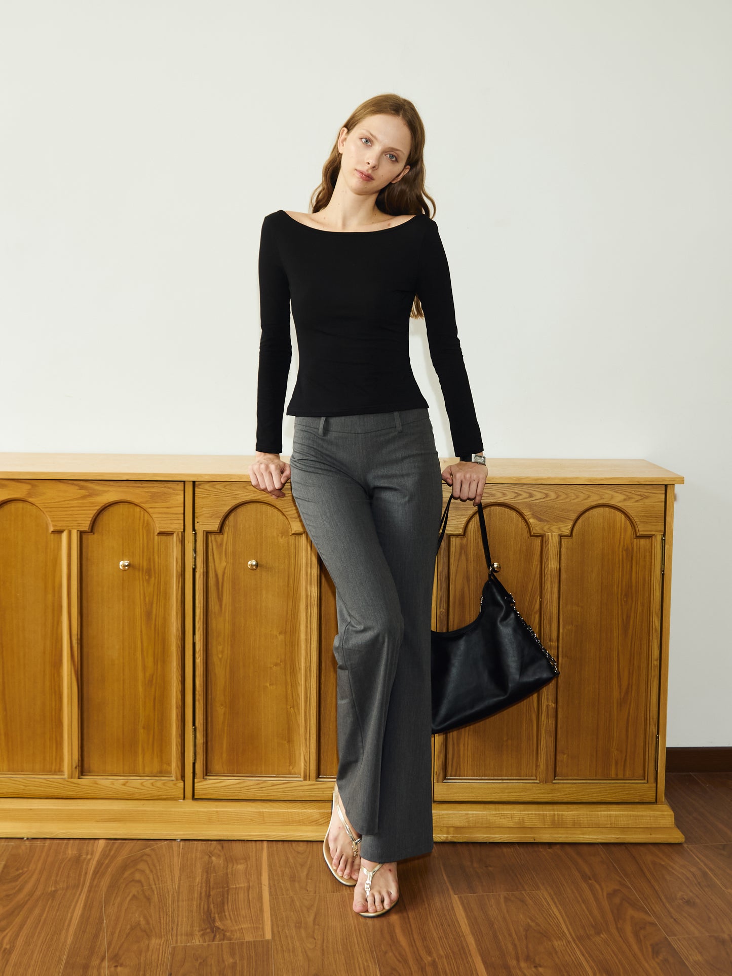 Charcoal Gray Bootcut Suit Pants