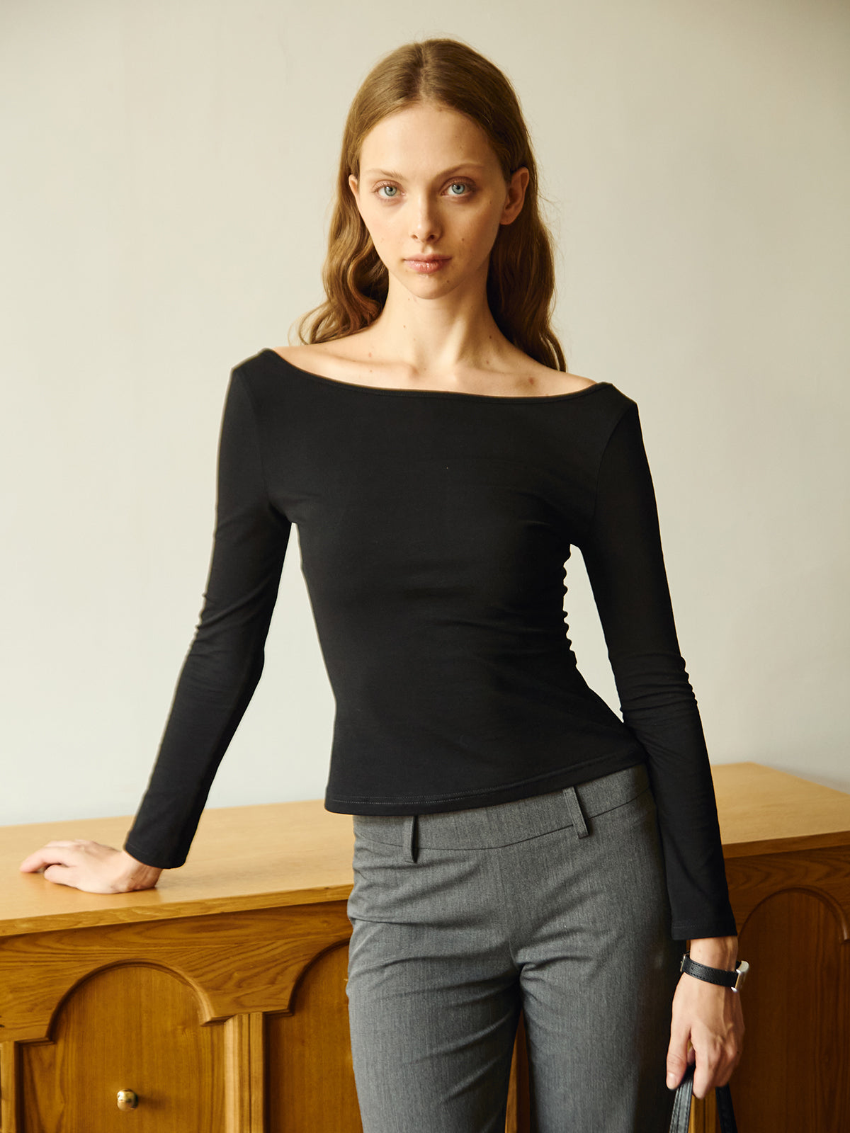 Black Reversible Long-sleeve Top