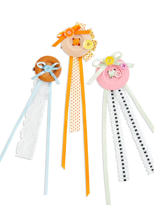 Handmade Ribbon Button Clip