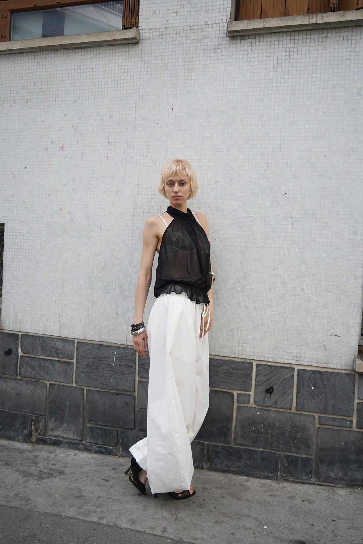 Black Sheer Halter Top