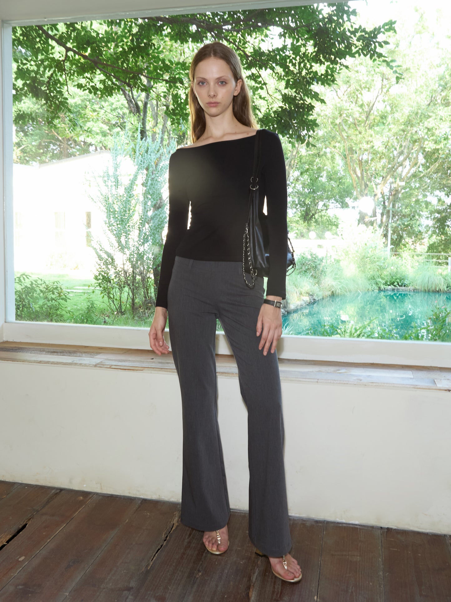 Charcoal Gray Bootcut Suit Pants