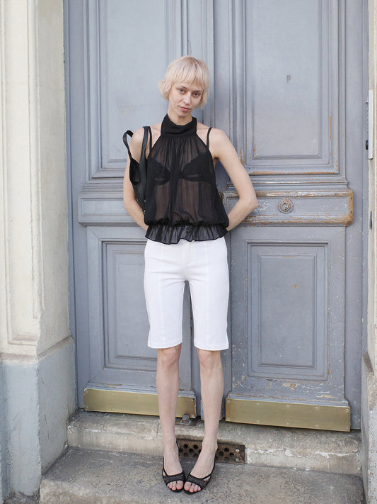 Black Sheer Halter Top