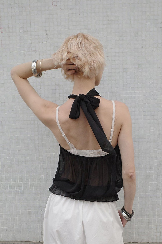 Black Sheer Halter Top