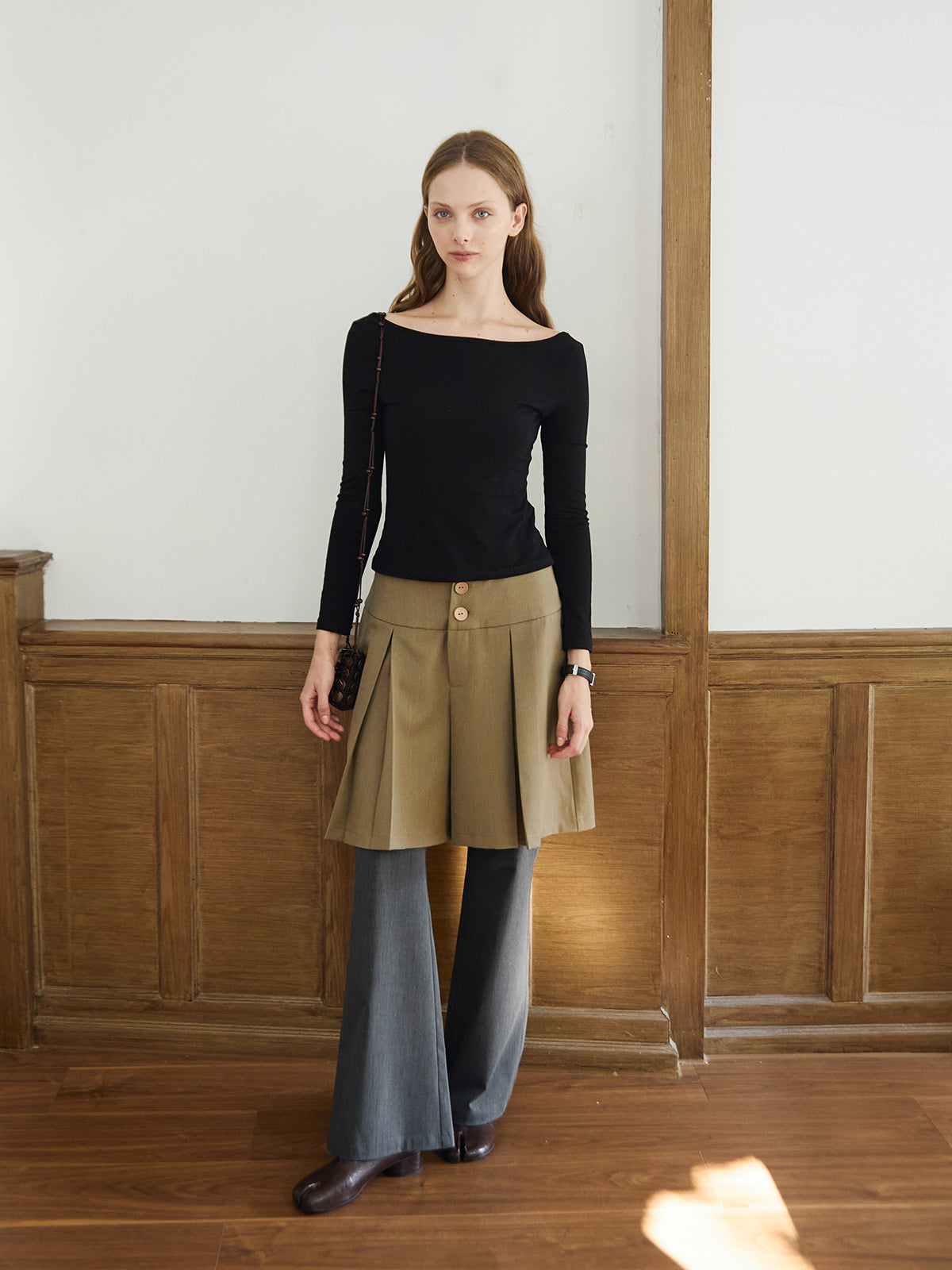 Black Reversible Long-sleeve Top