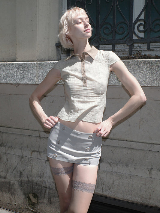 Grey Double-Breasted Shorts
