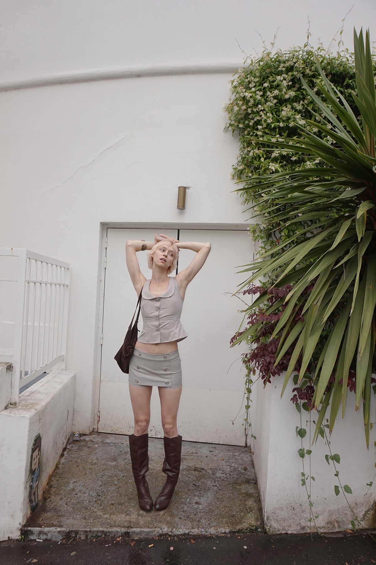 "Tea Break" Grey Doll Collar Vest