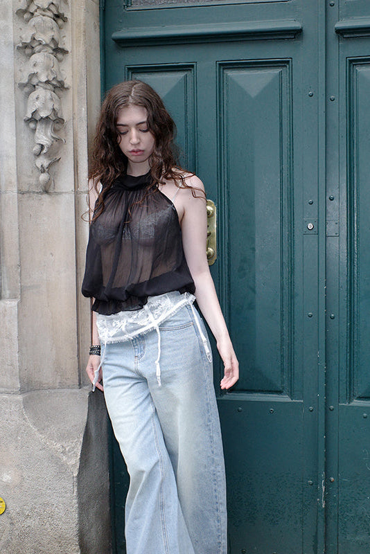 Light Blue Washed Embroidered Jeans