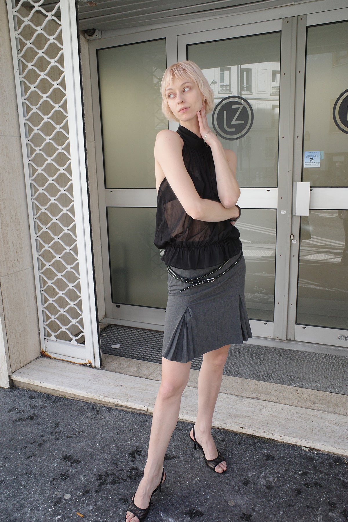 "Friday Night" Gray Blazer Skirt