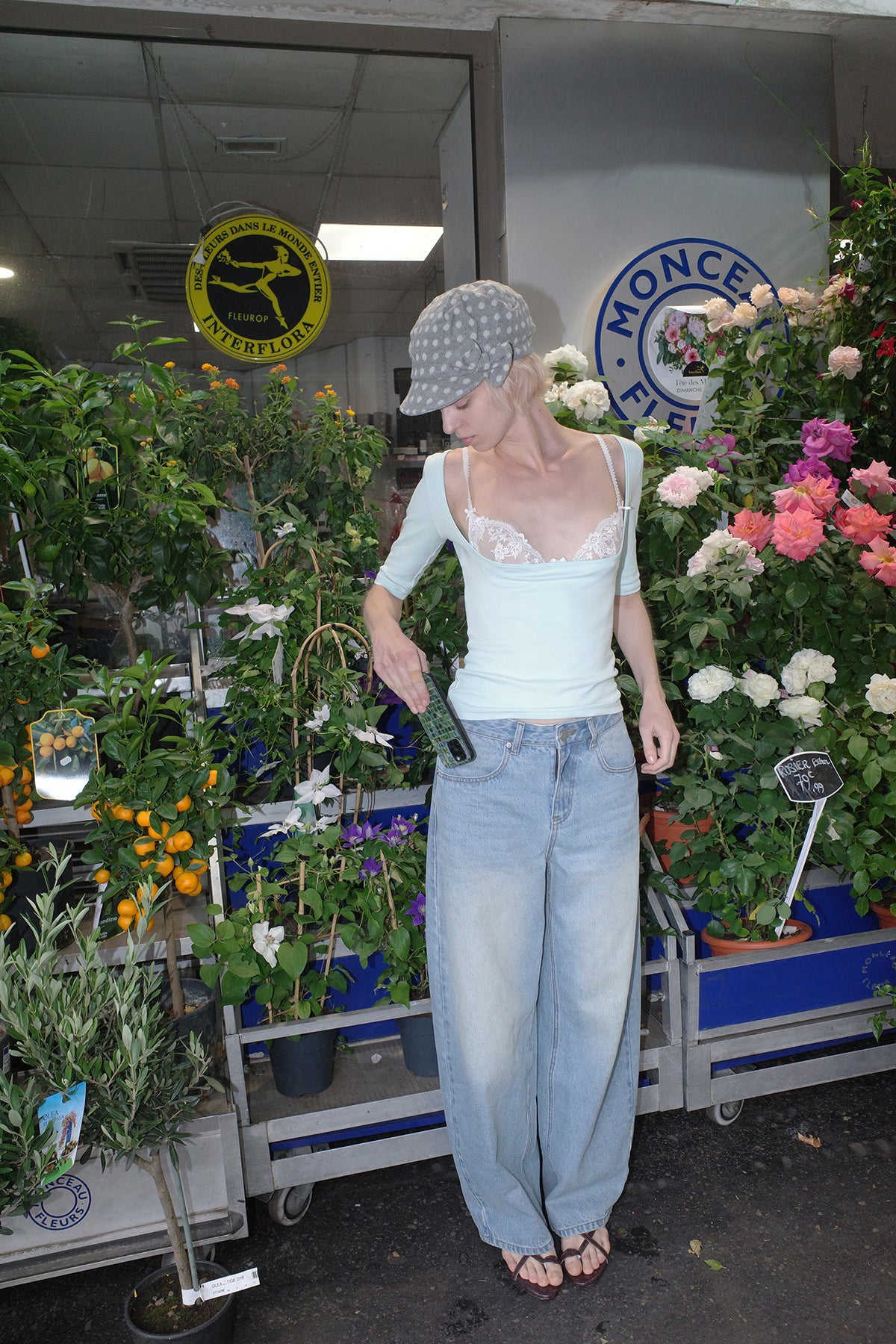 Light Blue Washed Embroidered Jeans