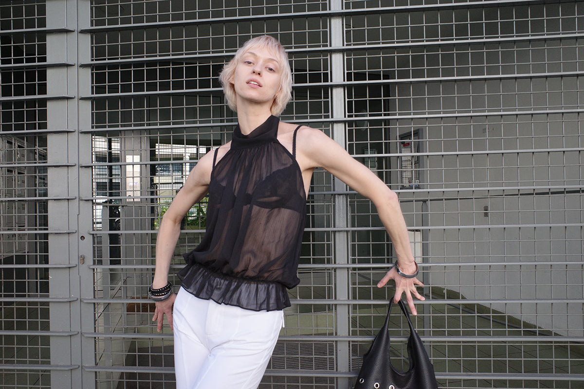 Black Sheer Halter Top