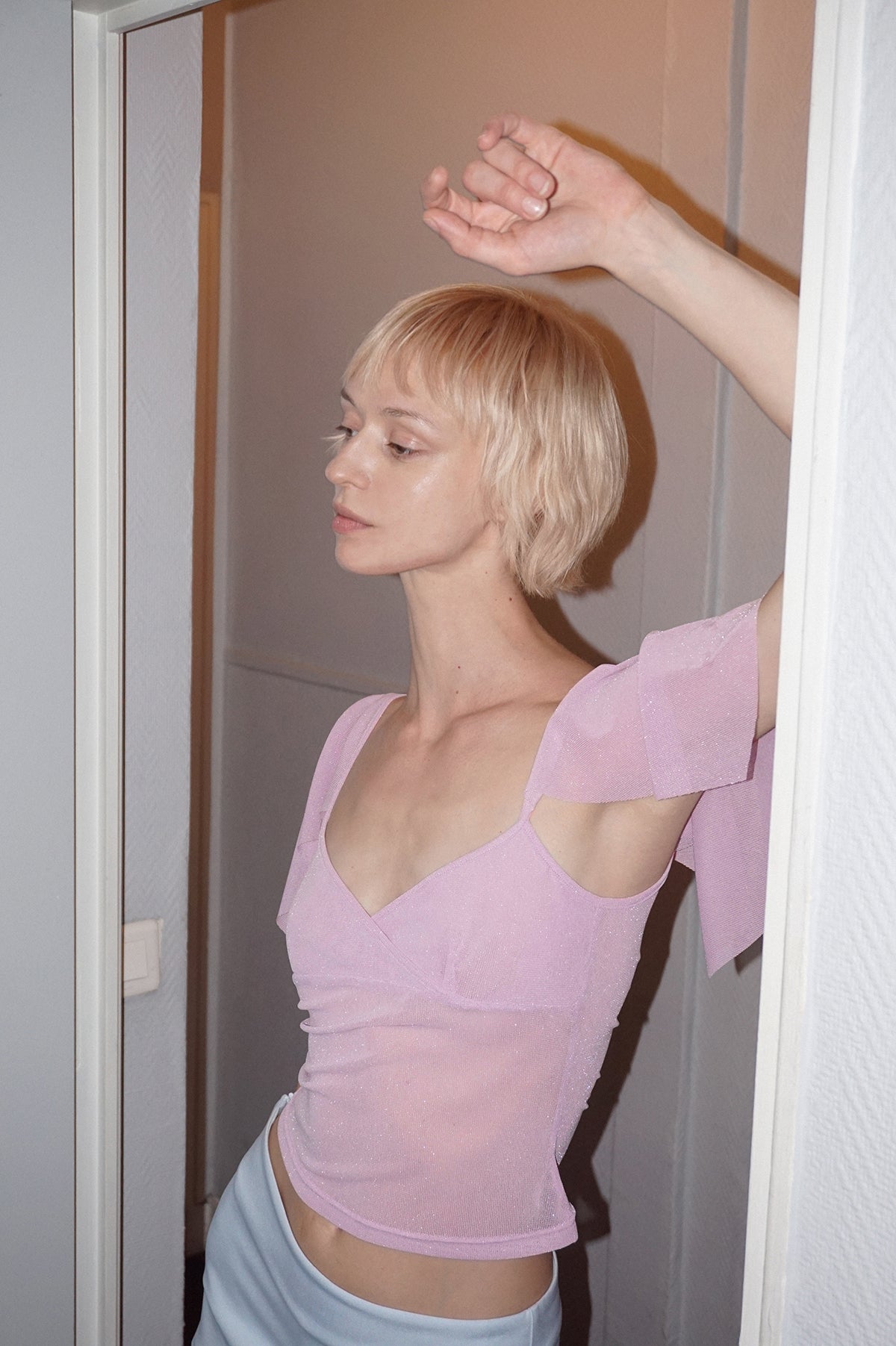 Purple Iris Ruffle Sleeve Cami Top