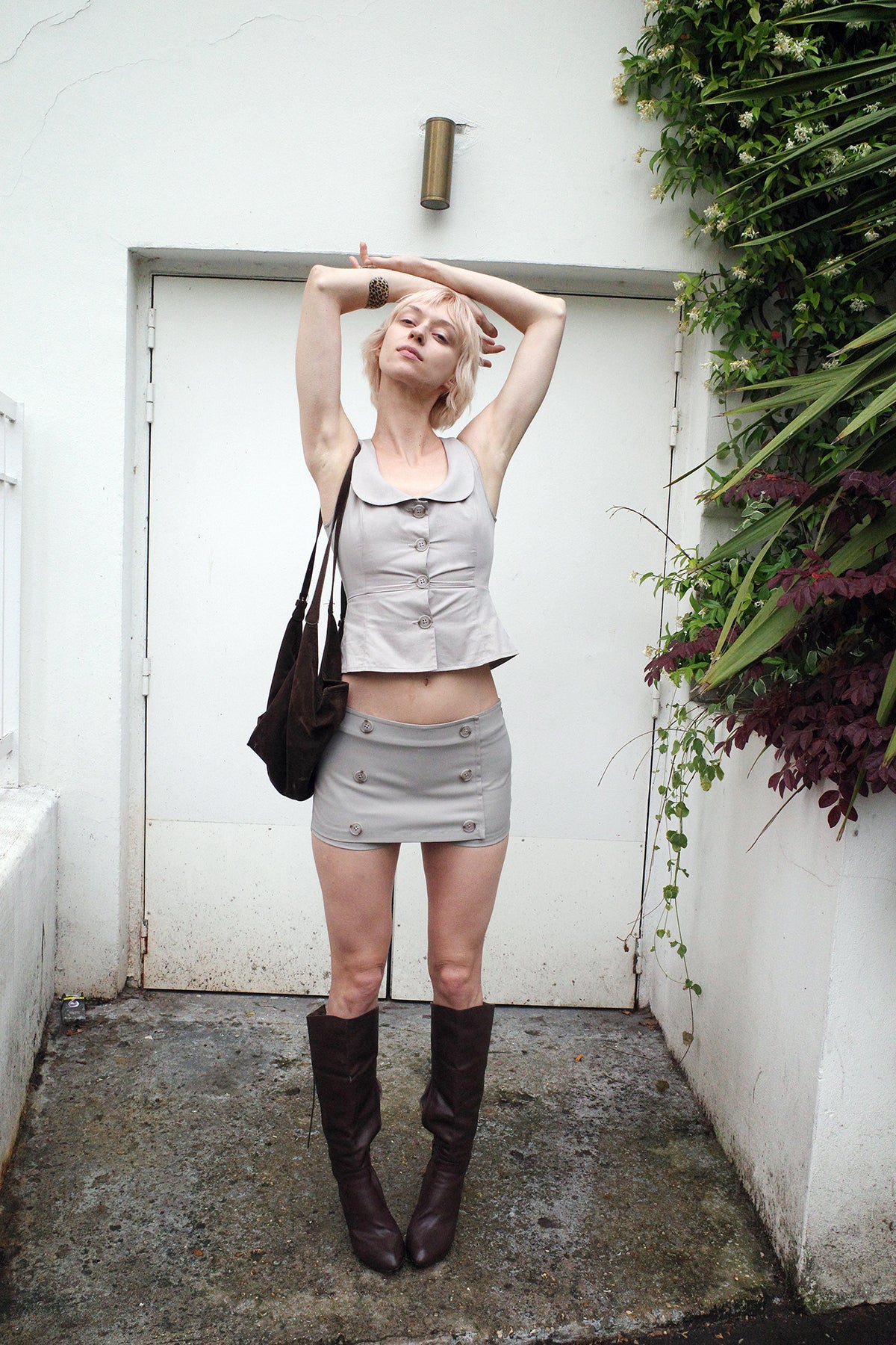 Grey Double-Breasted Shorts