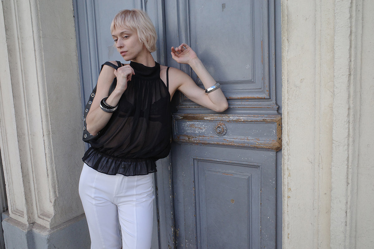 Black Sheer Halter Top