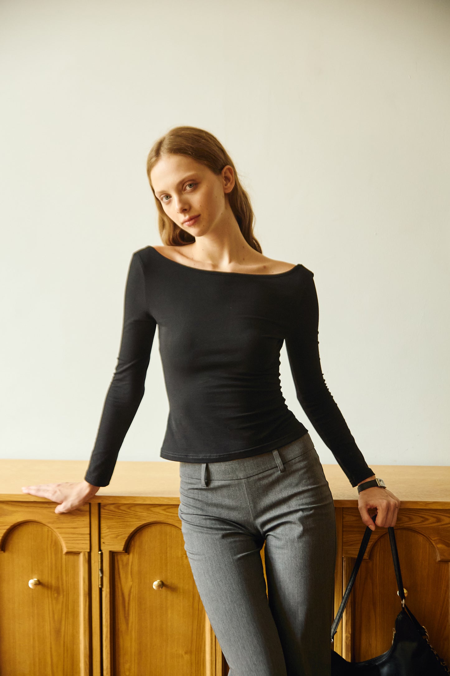Black Reversible Long-sleeve Top