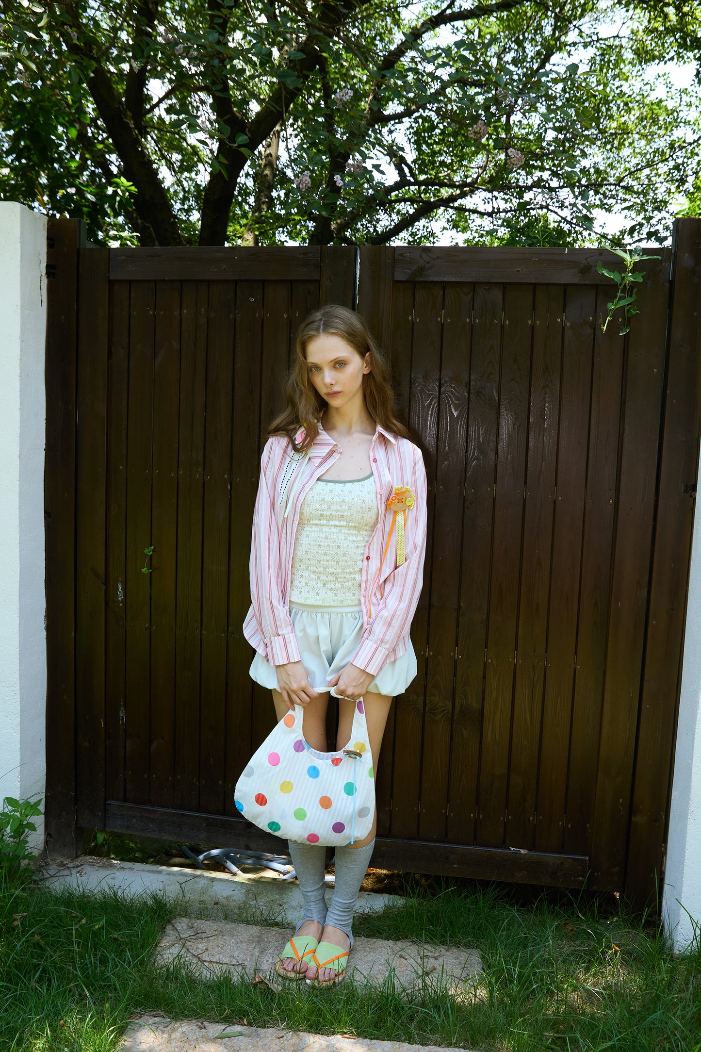 Asymmetrical Collar Pink Striped Shirt