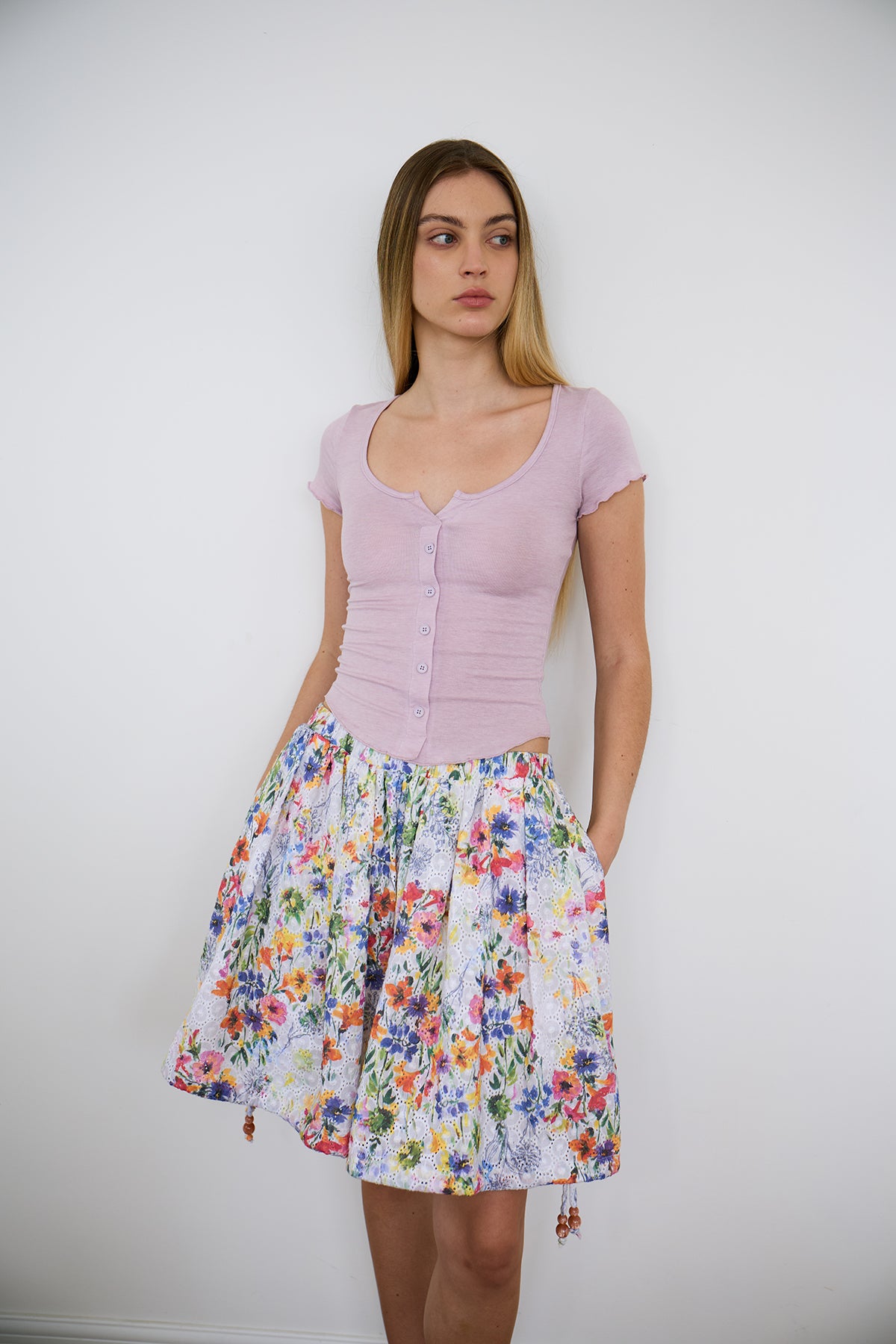 Lilac Knit Short-Sleeve Top