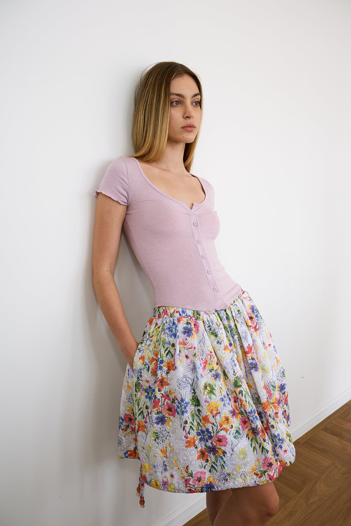 Lilac Knit Short-Sleeve Top