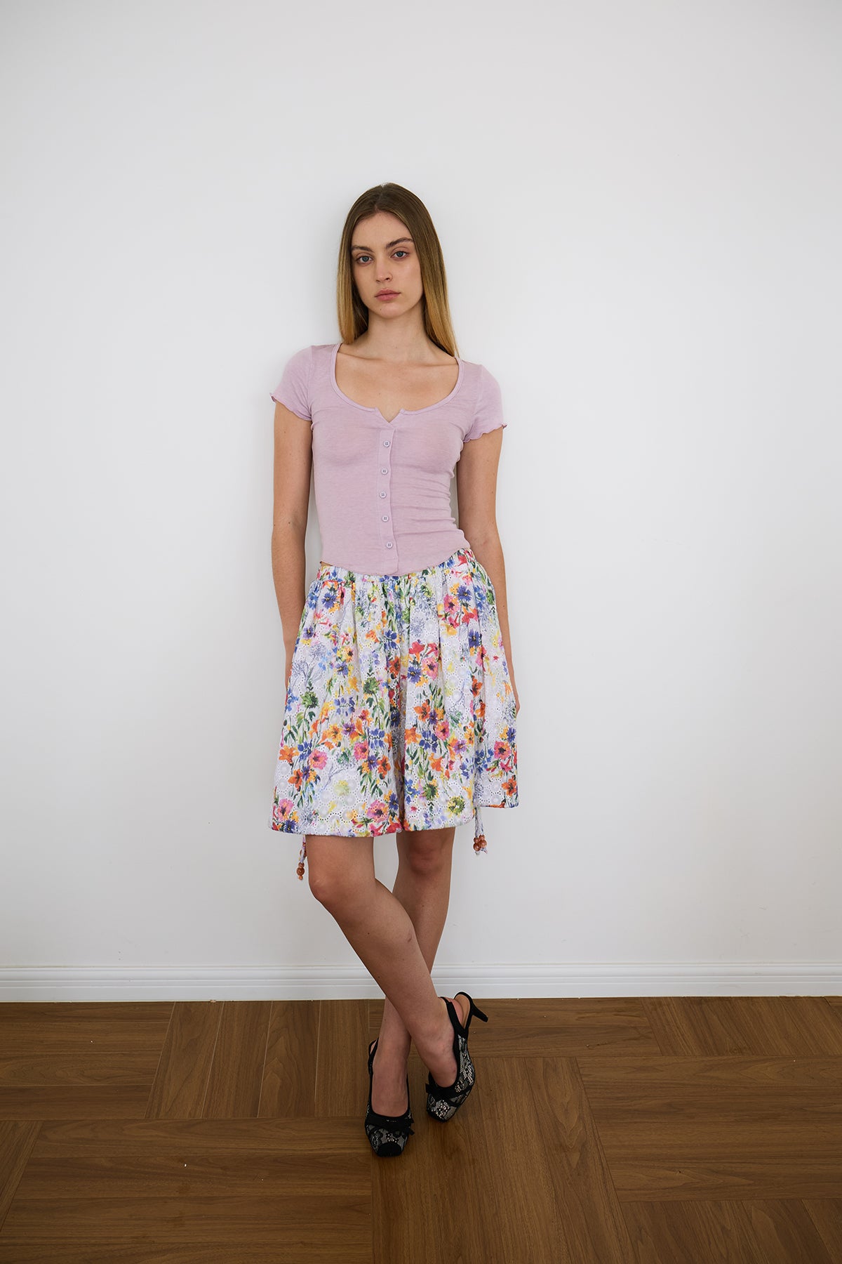 Lilac Knit Short-Sleeve Top