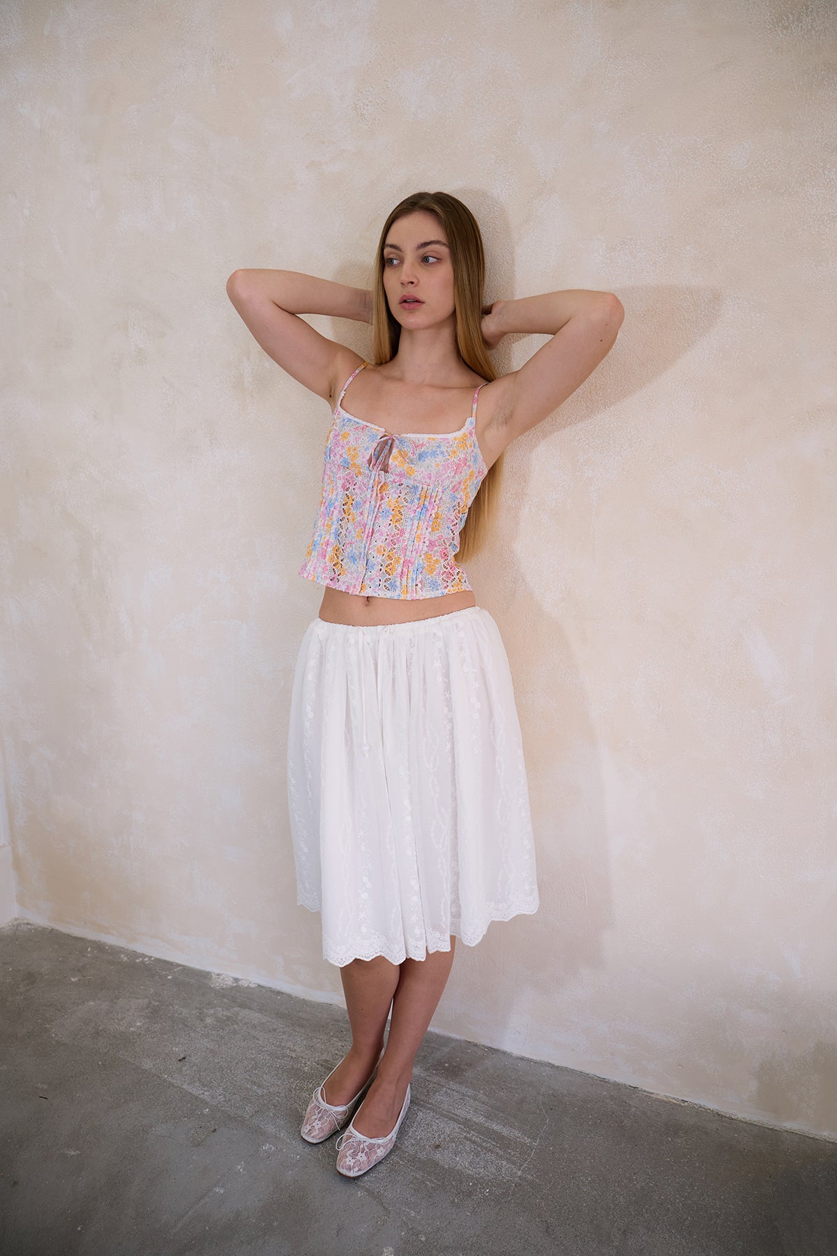 Cloud White Embroidered Skirt