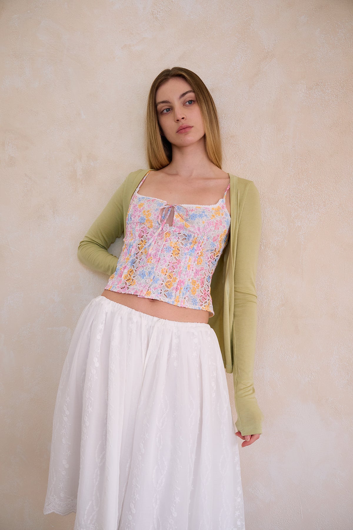 Cloud White Embroidered Skirt