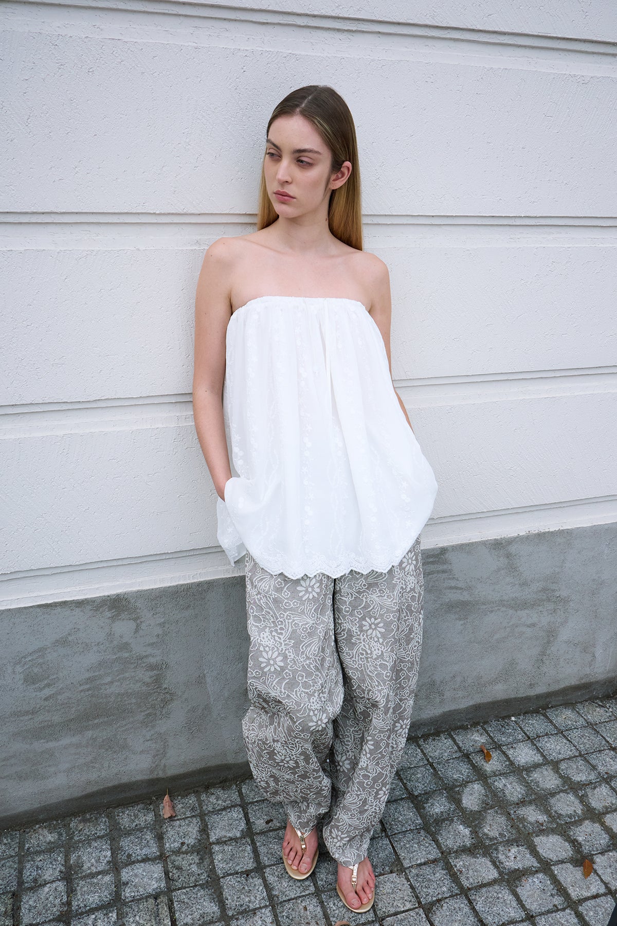 Cloud White Embroidered Skirt