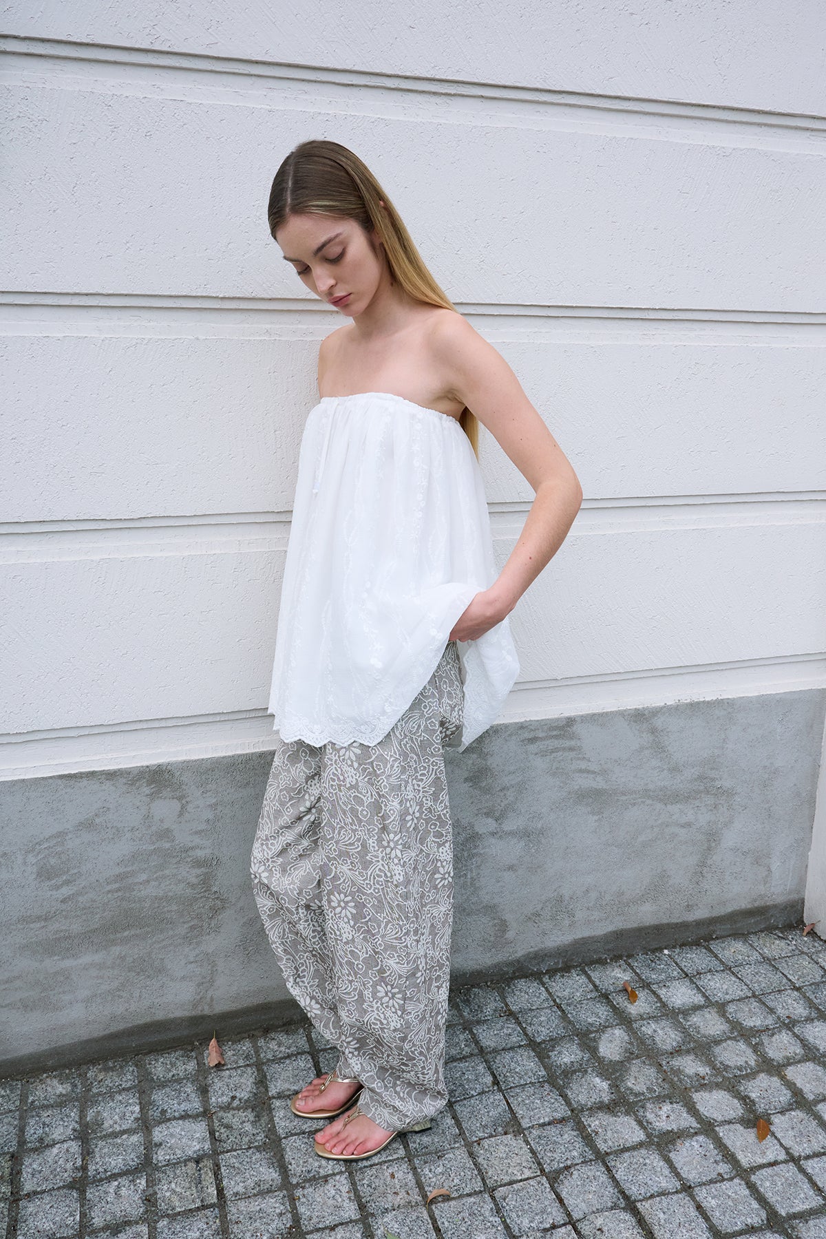 Cloud White Embroidered Skirt