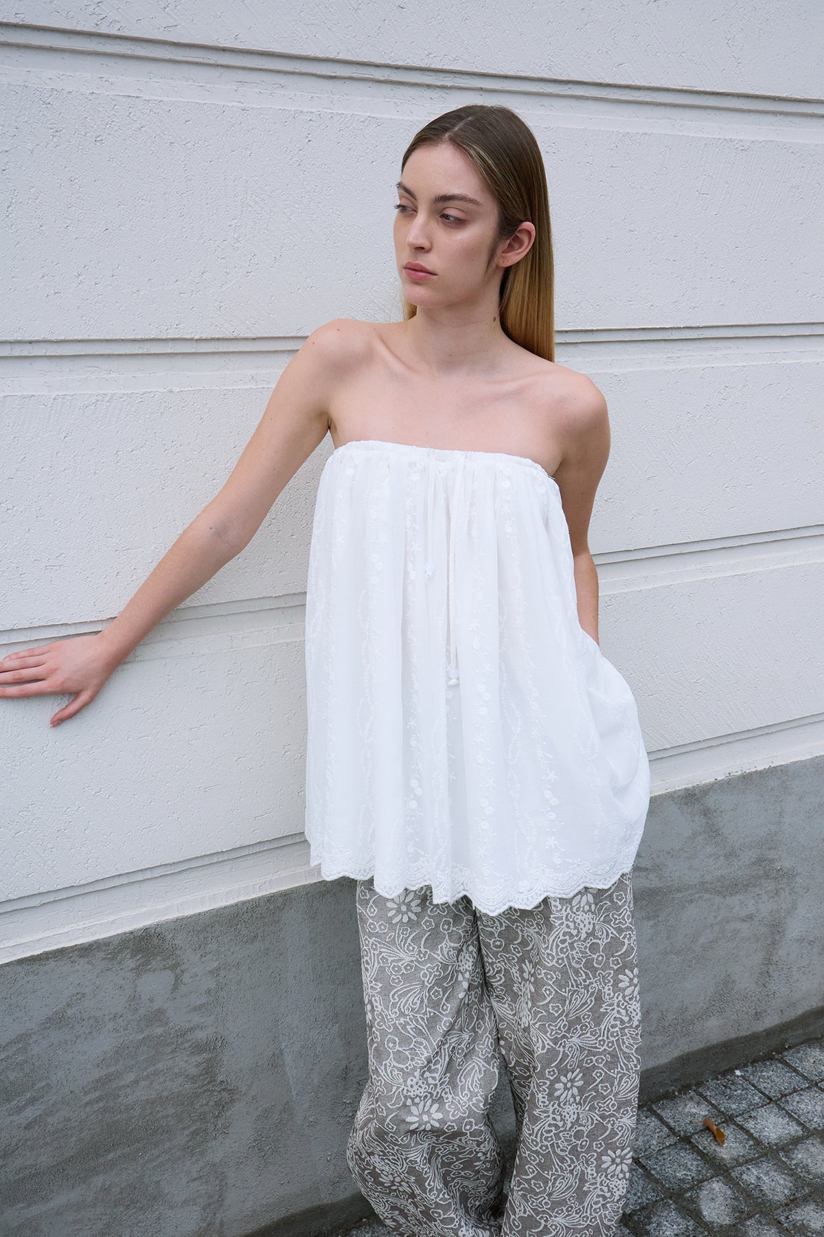 Cloud White Embroidered Skirt