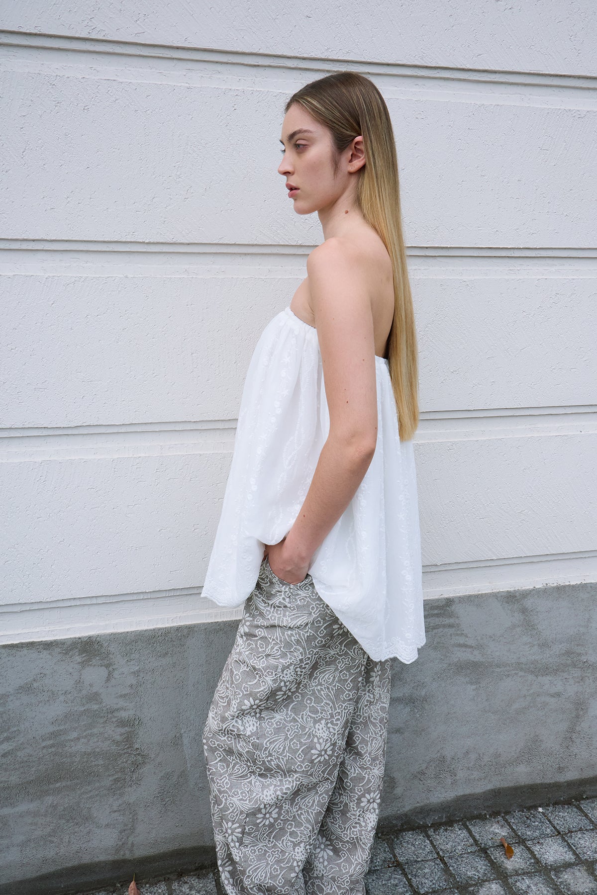Cloud White Embroidered Skirt